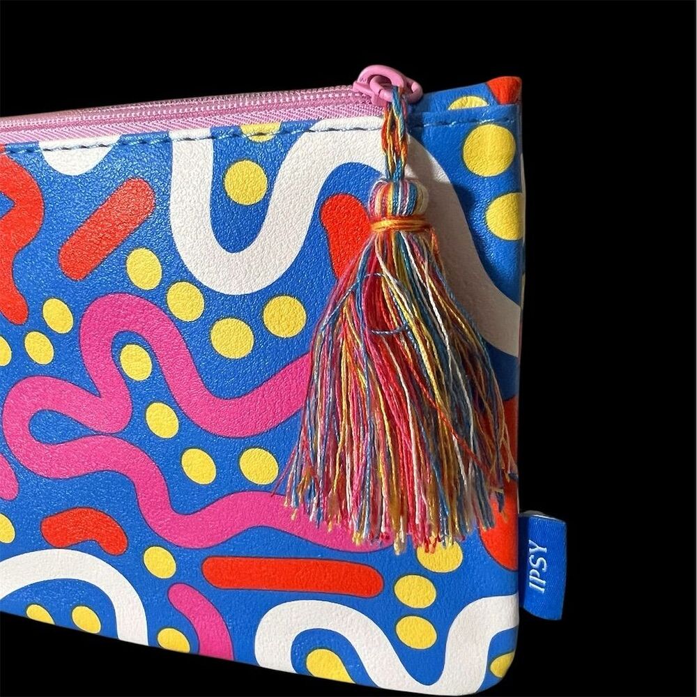 Ipsy Glam Bag Multicolor Makeup Bag with Zipper and Tassel